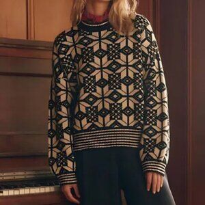 The Great. Snowflake Pullover. Licorice. Size 1/Small